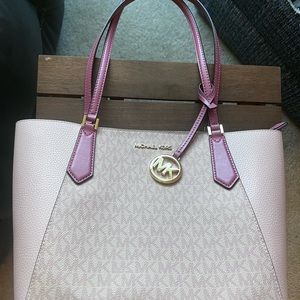 Michael Kors Pink and Burgundy Monogram Tote